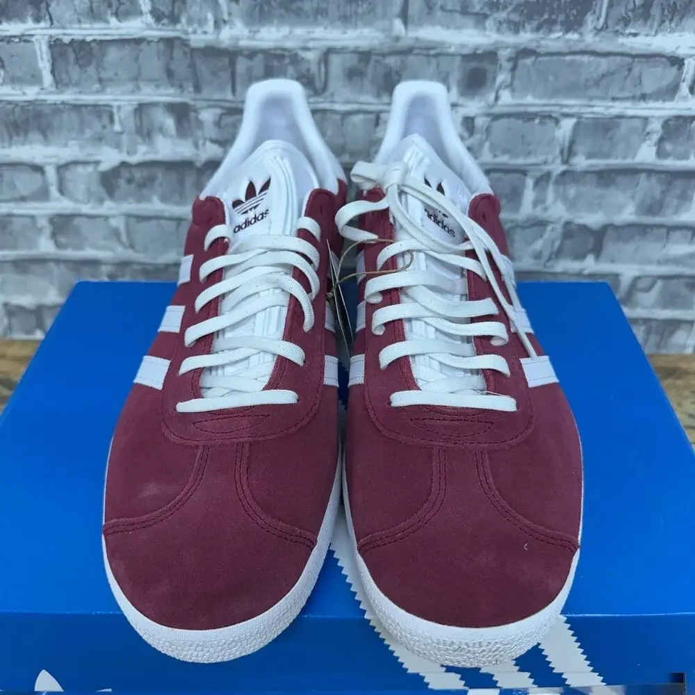 Adidas Gazelle Collegiate Burgundy Red White Sneakers B41645 Mens Size 12 New